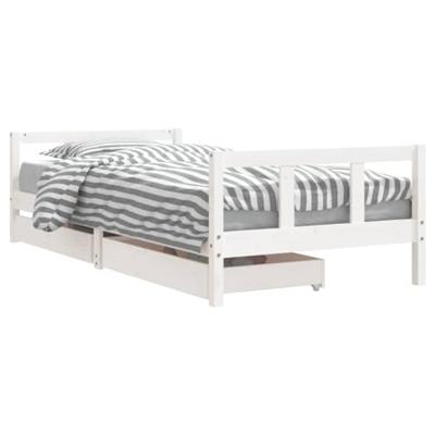 Kinderbedframe 90x200 cm massief grenenhout wit