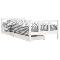 Kinderbedframe 90x200 cm massief grenenhout wit - thumbnail