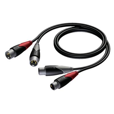 Procab CLA710/3 verloopkabel 2x XLR female naar 2x XLR male 3m
