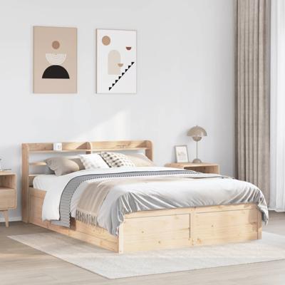 Bedframe met hoofdbord massief grenenhout 150x200 cm