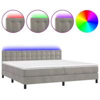Boxspring met matras en LED fluweel lichtgrijs 200x200 cm - thumbnail