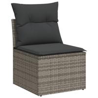 5-delige Loungeset met kussens poly rattan grijs - thumbnail