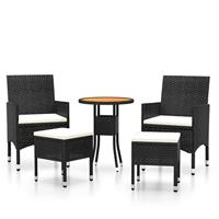 5-delige Loungeset poly rattan zwart - thumbnail
