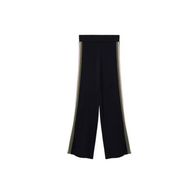 Mango high waist wide leg tregging met zijstreep zwart