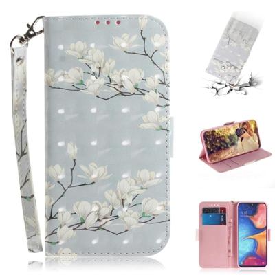 3D gekleurde tekening Magnolia patroon horizontale Flip lederen case voor Galaxy A20e met houder & card slots & portemonnee 3D gekleurde tekening Magnolia patroon horizontale Flip lederen case voor Galaxy A20e met houder & card slots & portemonnee