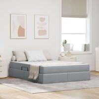 Opbergbed met matras Lichtgrijs 140 x 190 cm Polyester - thumbnail