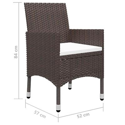 3-delige Tuinset poly rattan en gehard glas bruin