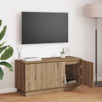 TV-meubel met LED artisanaal eikenkleurig 100 x 38 x 49 cm