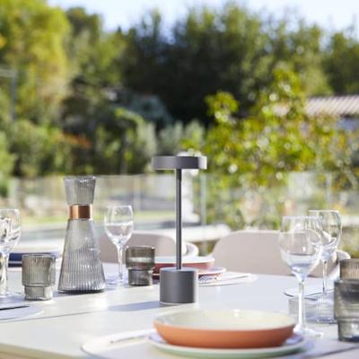 Snoerloze tafellamp - LUMISKY - ROBY - H30 cm - Aluminium Touch - Donkergrijs - LED