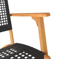 3-delige Bistroset poly rattan en massief acaciahout zwart - thumbnail