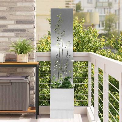 VidaXL Tuin privacy screen bloemen zilver 32 x 140 cm roestvrij staal