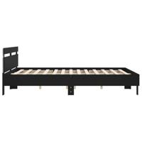 Bedframe met hoofdeinde en LED-verlichting zwart 160x200 cm - thumbnail