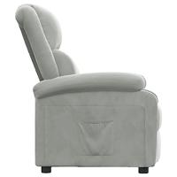 Fauteuil verstelbaar fluweel lichtgrijs - thumbnail