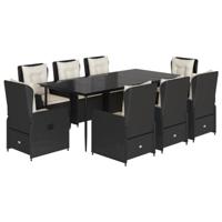 9-delige Tuinset poly rattan zwart - thumbnail