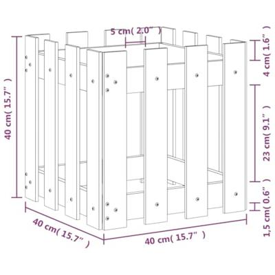 VidaXL Plantenbak met hekontwerp 40x40x40 cm massief grenenhout zwart VidaXL Plantenbak met hekontwerp 40x40x40 cm massief grenenhout zwart
