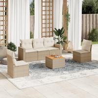6-delige Loungeset met kussens poly rattan beige - thumbnail