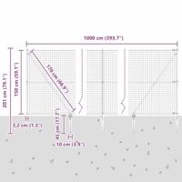 VidaXL Hek met paal groen 1,5 x 10 m staal en pvc - thumbnail
