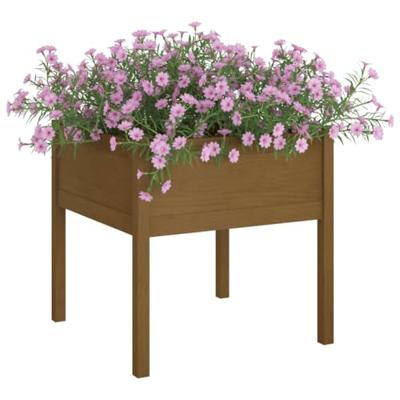 VidaXL Plantenbak 70x70x70 cm massief grenenhout honingbruin