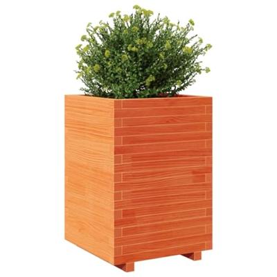 Plantenbak 50x50x72,5 cm massief grenenhout wasbruin