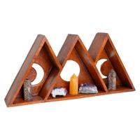 Houten Altaar Edelsteenkast Bruin Maan fasen Indonesie 52x23,5x9 cm - thumbnail