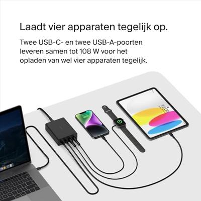 Belkin BoostCharge Pro 4-poorts GaN wandlader oplader - thumbnail