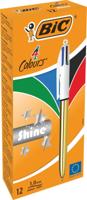 Bic Colours Shine 4-kleurenbalpen, medium, klassieke inktkleuren, lichaam goud - thumbnail