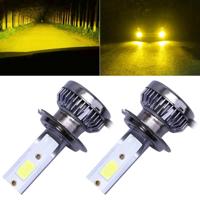 2 stuks H7 DC9-36V/36W/3000K/6000LM IP68 auto/motor mini COB LED koplamp lampen/mistlicht (goud licht) - thumbnail