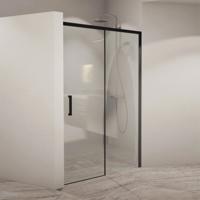 BWS Nisdeur Linea met Vast Paneel 118x200 cm 8 mm Soft Close NANO Glas Zwart - thumbnail