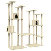 VidaXL Kattenmeubel met sisal krabpalen 174 cm crèmekleurig - thumbnail