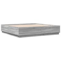 Bedframe bewerkt hout grijs sonoma eikenkleurig 200x200 cm - thumbnail