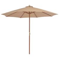 VidaXL Parasol met houten paal 300 cm taupe - thumbnail