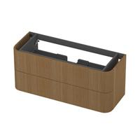 INK - Afgeronde Onderkast Fineer 2 Laden Softclose met Gefreesd Front Tbv Grepen - 1200x450x520 Mm - Light Veneer - thumbnail