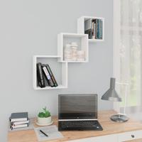 Wandschappen kubus 68x15x68 cm bewerkt hout wit - thumbnail