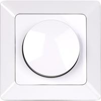 LED Dimmer Inbouw Wit - Enkelvoudige Knop 3-60W met Afdekraam - thumbnail
