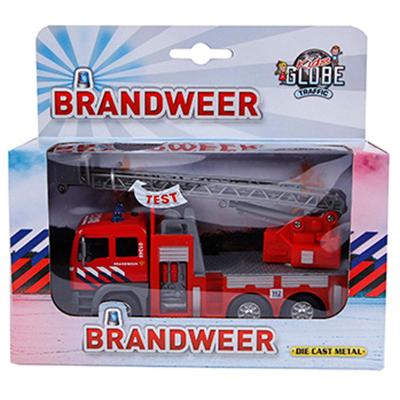 Die-cast brandweerwagen met ladder - 16 cm