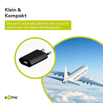 USB-A-adapter - USB-A-lader - 1 poorts - Slim - 1000mA - Zwart - thumbnail