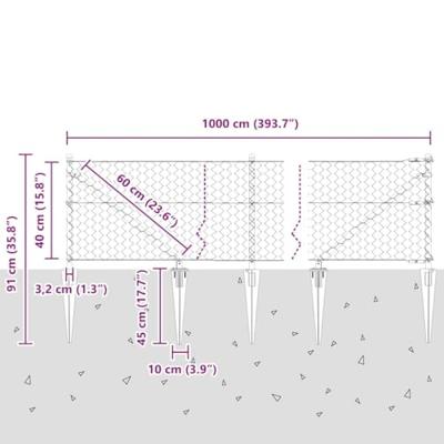 VidaXL Afrasteringspaal grijs 10 x 0,4 m (50 mm mesh) staal en pvc