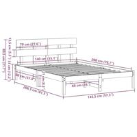 Bedframe met hoofdeinde Bruin 140 x 200 cm Massief grenenhout - thumbnail