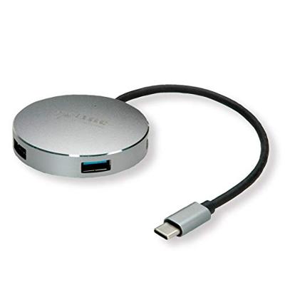 ROLINE USB 3.2 Gen 1 hub, rond, 4-voudig, type C aansluitkabel ROLINE USB 3.2 Gen 1 hub, rond, 4-voudig, type C aansluitkabel