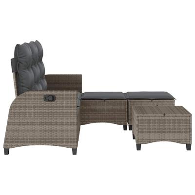 3-delige Tuinbankstel met kussens L-vormig poly rattan grijs - thumbnail