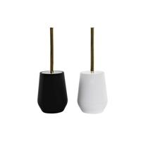Toiletborstel DKD Home Decor Wit Zwart Roestvrij staal polyestyreen 12 x 12 x 34,5 cm (2 Stuks) - thumbnail