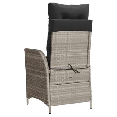 Tuinstoelen 2 st verstelbaar voetensteun poly rattan lichtgrijs - thumbnail