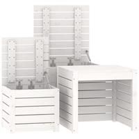 3-delige Tuinboxset massief grenenhout wit - thumbnail
