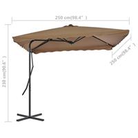 Parasol met stalen paal 250x250 cm taupe - thumbnail