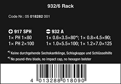 Wera 932/6 Schroevendraaierset Kraftform Wera: De Schroefbeitel + Houder, 6 -delig - 1 stuk(s) - 05018282001 - thumbnail