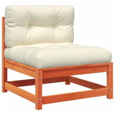 4-delige Loungeset met kussens massief grenenhout wasbruin