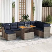 6-delige Loungeset met kussens poly rattan grijs - thumbnail
