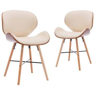 vidaXL Eetkamerstoelen 2 st kunstleer en gebogen hout crème