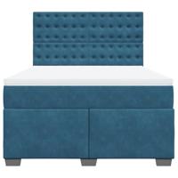 Boxspring met matras fluweel blauw 160x200 cm - thumbnail