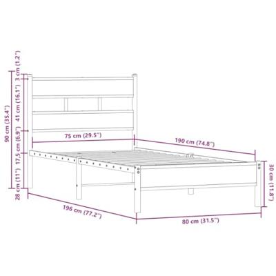 Bedframe met hoofdbord zonder matras sonoma eiken 75x190 cm
